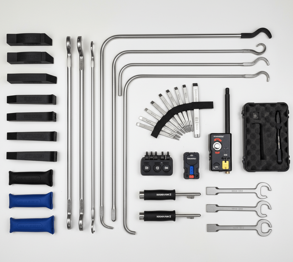 Flat lay arrangement of professional automotive 3 e1767046611736 - Charlotte Locksmith
