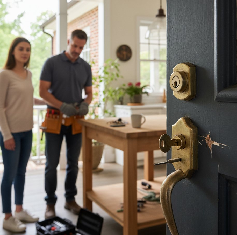 Homeowner standing on front porch in Charlotte NC