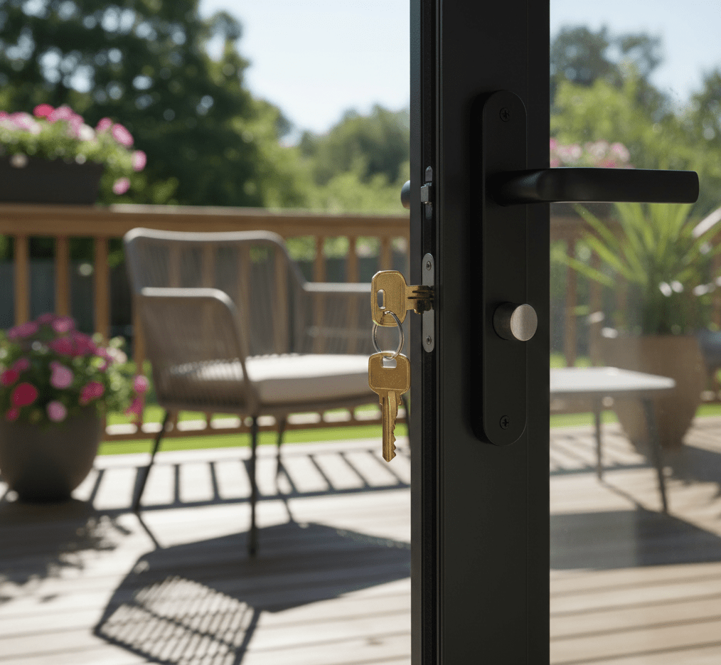 Locksmith services in Charlotte featuring a door lock with keys, ideal for lock repair and key cutting needs.