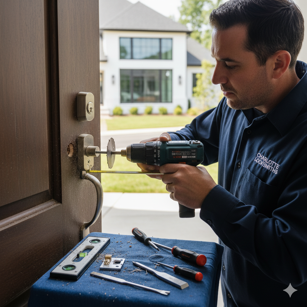 Professional licensed locksmith in Charlotte NC ready to help with lockout and key services